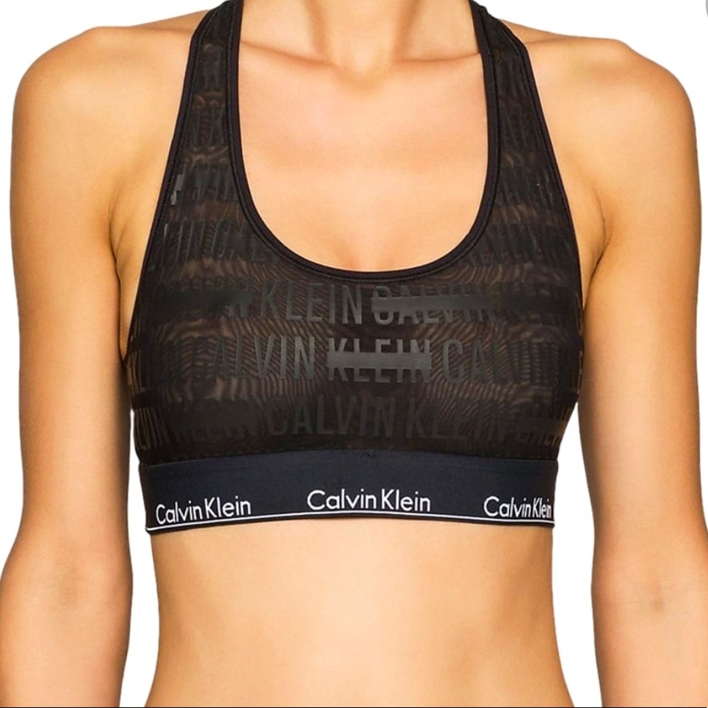 Calvin Klein Women's Modern Cotton Bralette, Censored Logo Black, S